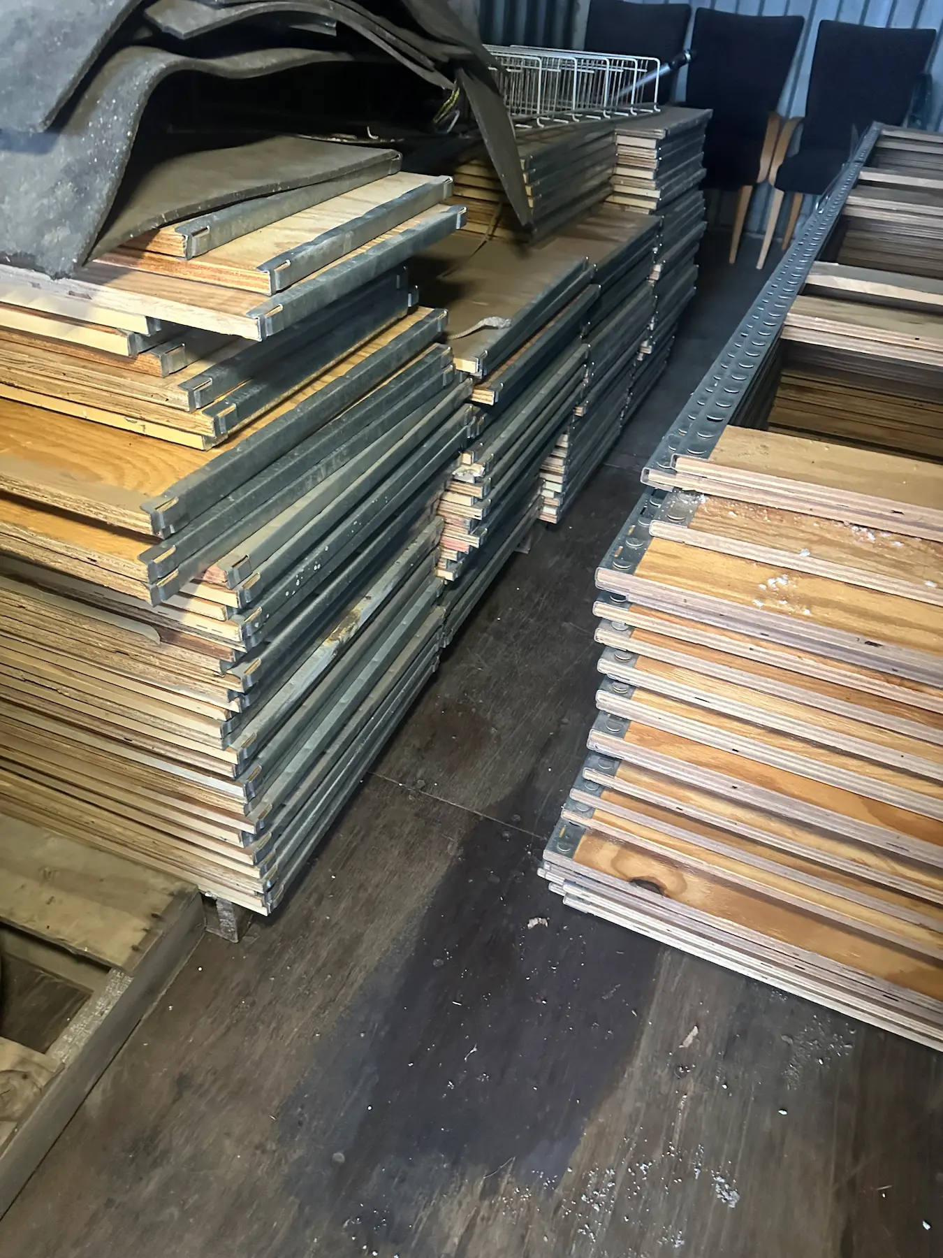 warehouse shelving disassembled for easy storage